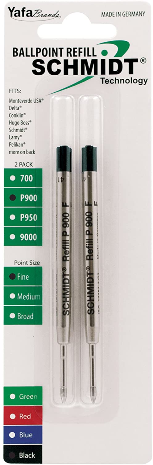 Schmidt Standard P900 Ballpoint Pen Refill - Metal Tube - 2 Pack#color_black